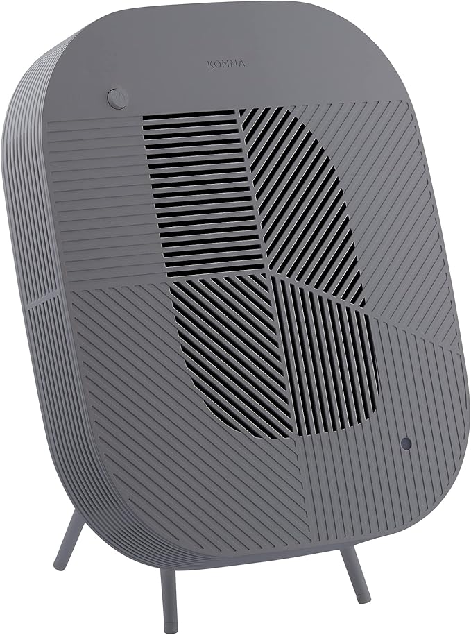 KOMMA Lov Air Purifier for Bedroom, 3.1 inch Slim Wall mount & Stylish Standing type, Hepa Filter Air Cleaner, Remove Fine Dust, Smoke. (Light Charcoal with with Cradle)