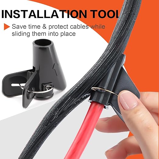 4 Gauge Wire(25ft Each - Red/Black) Copper Clad Aluminum CCA Automotive Wire with 50ft 1/2" Cable Sleeve - Ideal for Car Audio, Solar, Auto, RV, Marine Power & Ground Cables
