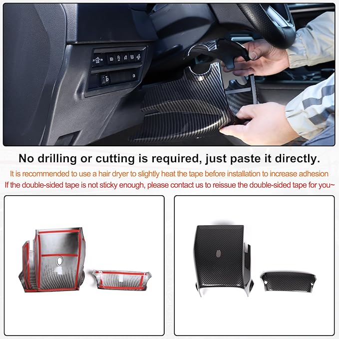 Car Steering Wheel Column Shroud Trim Cover Fit Toyot@a Tundra 2022 2023 2024 Center Console Steering Wheel Base Upper Lower Panel Decorative Cover Protect Sticker Interior Accessories(Manual Version)