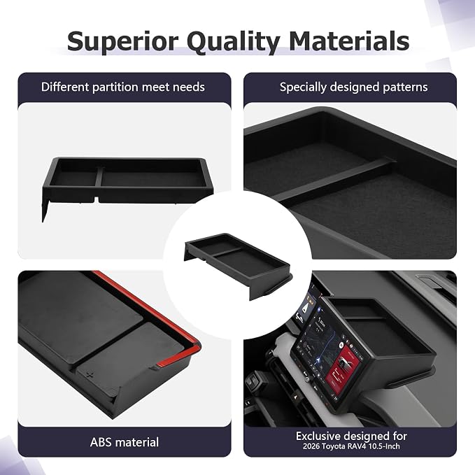 LUWU 2026 RAV 4 Dashboard Storage Tray Compatible with 2026 Toyota RAV 4 Accessories Behind Screen Organizer 2026 RAV4 LE/XLE Accessories Display Box Silicone Material [ONLY for 10.5’’ Screen]
