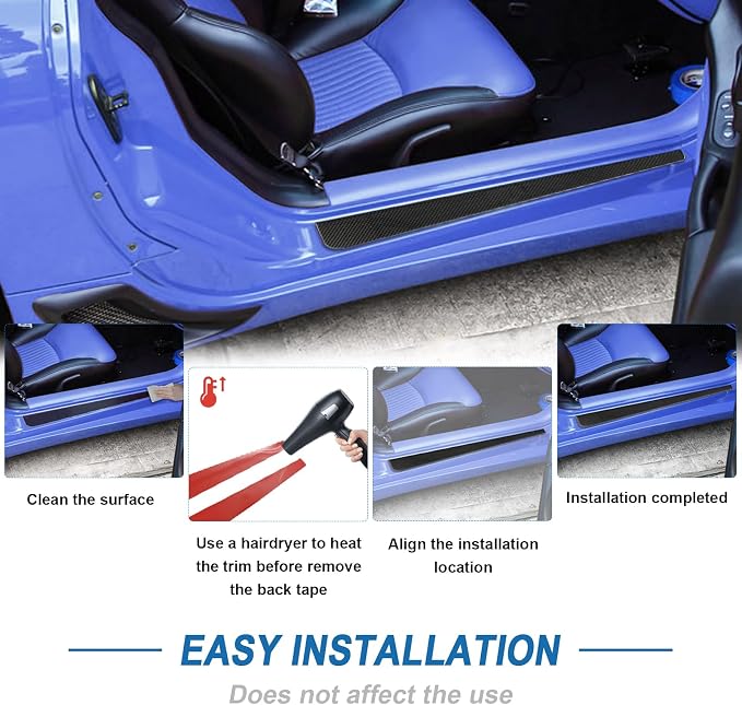 Real Carbon Fiber Inner Door Sill Protector Compatible with Corvette C5 1997–2004, Door Sill Plates Interior Decor Sticker Accessories