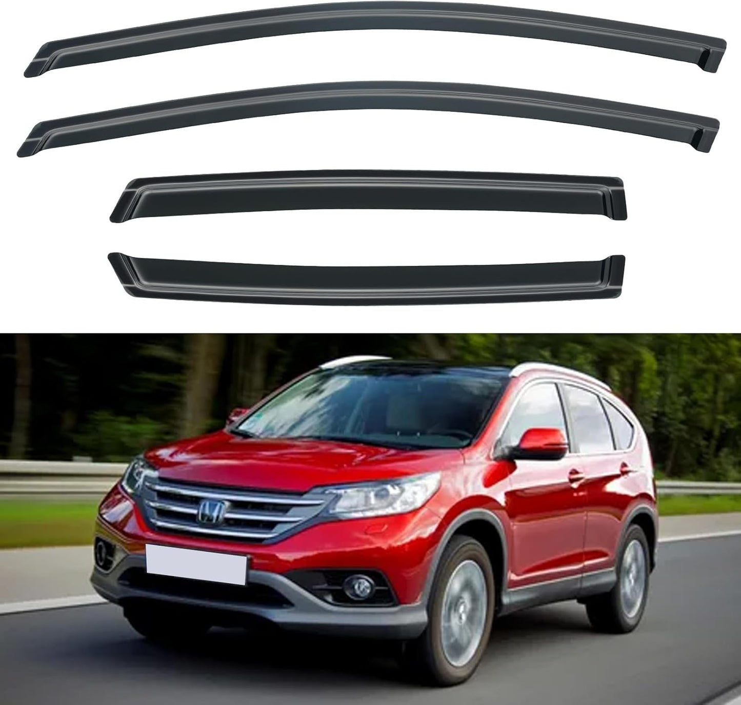 Window Visors Rain Guards for 2012 2013 2014 2015 2016 Honda CRV, Out-Channel Window Vent Wind Deflectors Visors Shades for 12 13 14 15 16 CR-V SUV