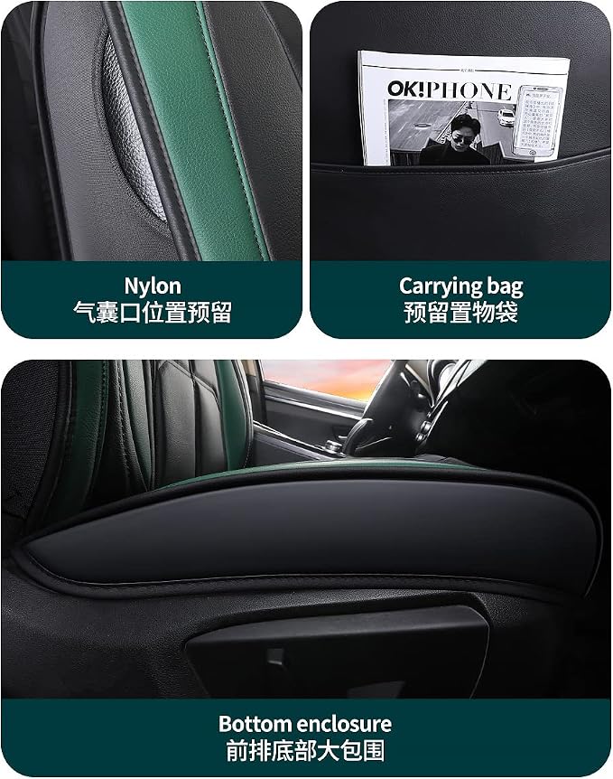 BGYFDU03 Seat Cover 5-Seater Full Set, Universal Type, Suitable for Most Cars, Cars, SUV, Trucks, Pickup Ttrucks, Airbags Compatible with Synthetic Leather Car Seat Cushion Protectors (Black-red)
