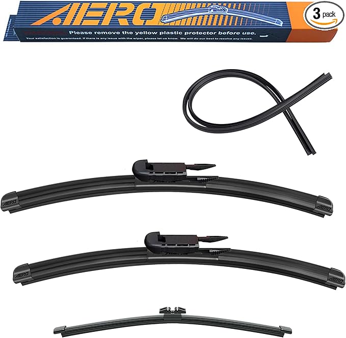 AERO Wipers Replacement for Ford Escape 2024 2023 2022 2021 2020, 24"+20" Front + 11" Rear, Premium All-Season Windshield Wiper Blades with Extra Squeegee Refills + 1-Year Warranty (Set of 3)