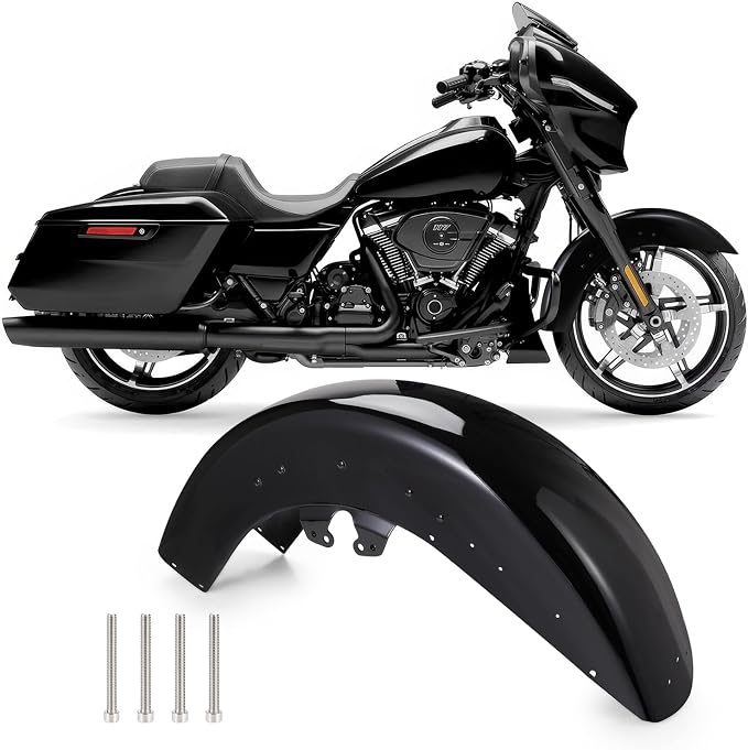 Gloss Black Front Fender Steel Mudguard Wheel Wrap Fit for Harley Touring Electra Glide, Road Glide, Road King, Street Glide 2014-2023