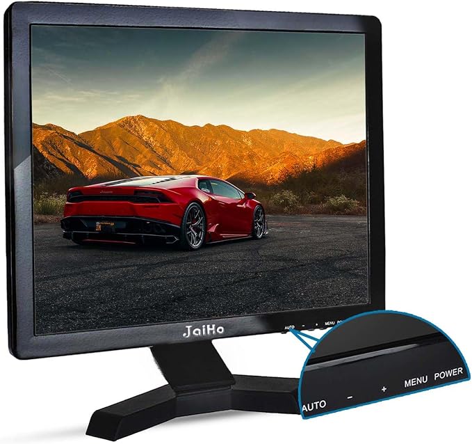 JaiHo 17-Inch 4:3 Security Monitor, 1280x1024 No Image Stretching CCTV Screen with Metal Housing, BNC HDMI VGA AV USB Input, Industrial Display with Built-in Speakers Remote Control & VESA Mount