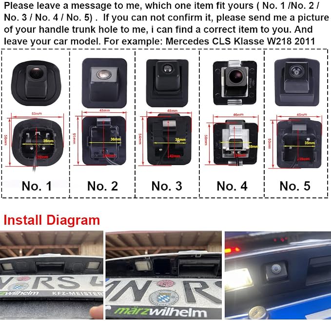 HD Waterproof Car Handle Pre-Hole Reversing Reverse Backup Camera,Parking Safety Assistant System Parking Camera,Replacement for Mercedes-Benz E W212/caravan