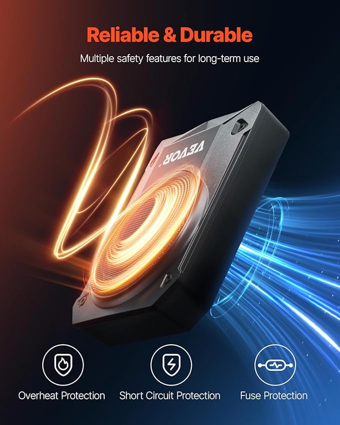 VEVOR 10" 400W Underseat Car Subwoofer, Slim Powered Car Subwoofers Under The Seat, Low Profile Audio Sub Built-in Amplifier, High/Low Level Input & Volume Controller for SUVs, Car, Truck, RV