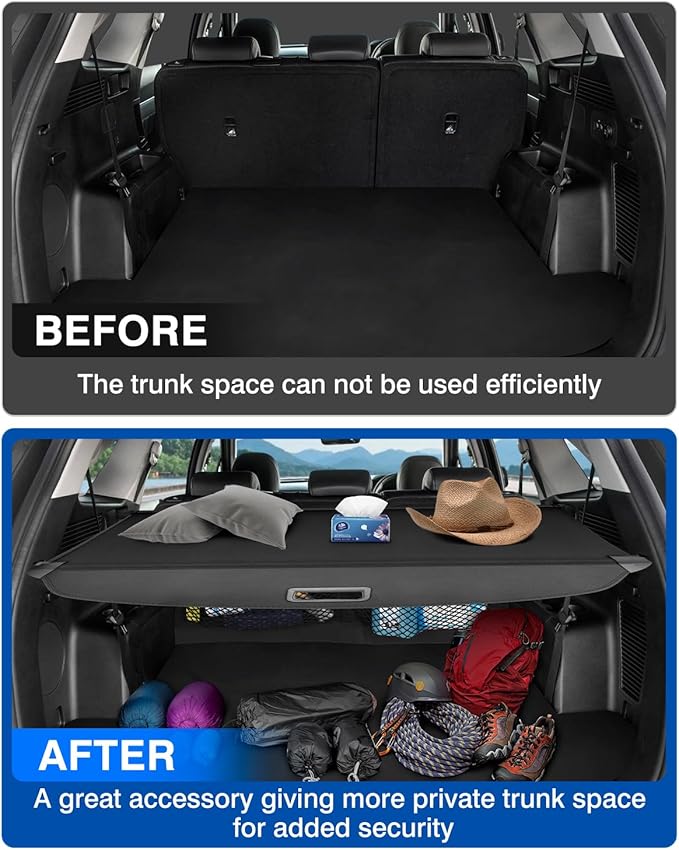 Autorder Cargo Cover for Kia Sorento 2021-2025 2026 Accessories Upgraded Trunk Cover with Extra Storage Net Retractable Security Shield Shade Cover