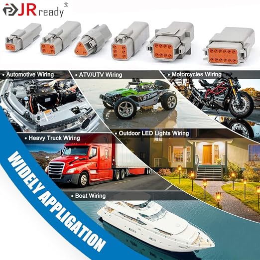 JRready ST6309 Deutsch DT Connector Kit 416PCS, 2 3 4 6 8 12 Pin IP68 Waterproof Automotive Electrical Connectors, Size 16 Solid Contacts, 14-20 AWG for Car Truck Boat Off-Road Wiring