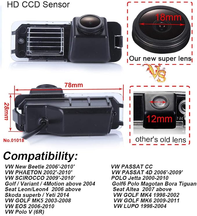 1280x720 Pixel Backup car Camera Reverse Parking Rear View vehicle camera replacement for Passat CC New Beetle Phaeton Scirocco Golf MK5 Seat leon Skoda Superb Yeti Polo Magotan Bora Tiguan Altea Lupo