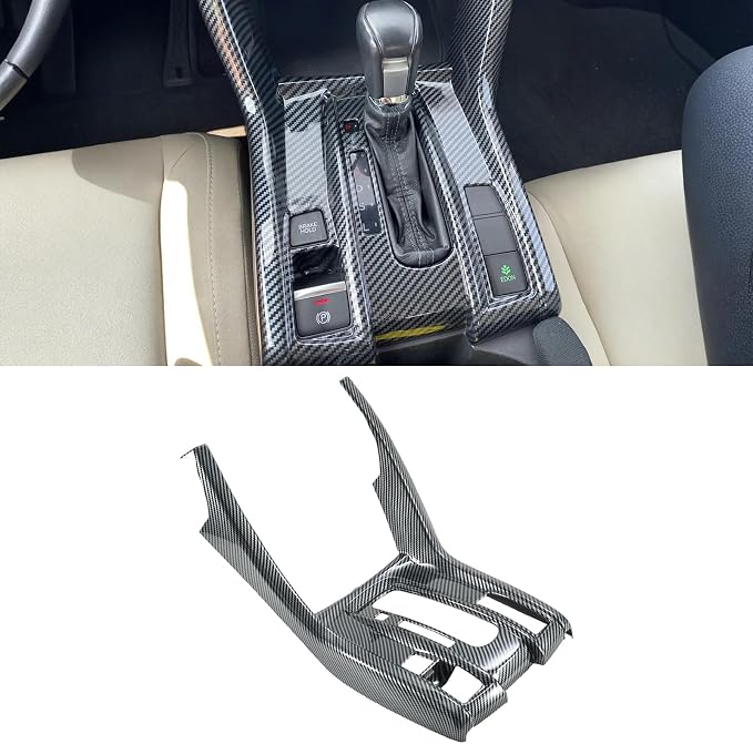 Carbon Fiber Console Center Gear Shift Panel Cover Compatible with Honda Civic 10th Gen 2016-2021