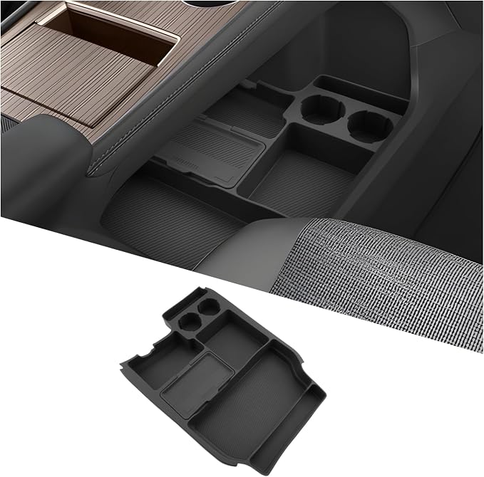Ruiya 2026 Sienna Lower Console Organizer for 2021-2026 Toyota Sienna Accessories Silicone Material with Cup Holder Under Console Organizer Compatible with 2021-2025 2026 Toyota Sienna