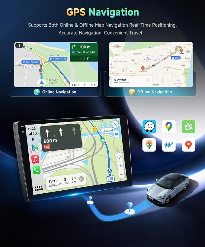 4G+128G Car Radio for Honda Civic 2001-2005 Stereo 9 inch in-Cell Screen Full Touchscreen Wireless CarPlay/Android Auto Android 15 Bluetooth DSP FM/RDS GPS WiFi SWC AHD Backup Camera