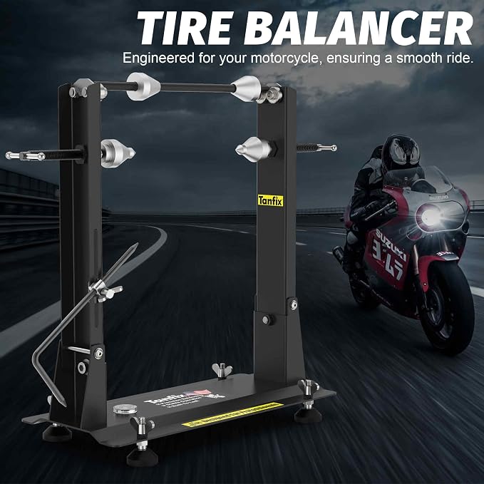Motorcycle Wheel Balance Stand, Heavy-Duty Single-Axle Wheel Balancing Tool for Static & Dynamic Tire Alignment, Balancer for Sport and Dirt Bike Wheels (Heavy-Duty Version)