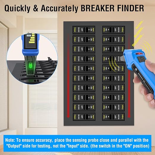 Circuit Breaker Finder, Digital Breaker Finder with GFCI Outlet Tester, AC 90-135V Electrical Circuit Tracer with Buzzer Alarm & Color LCD Display, Includes Batteries & Carrying Case