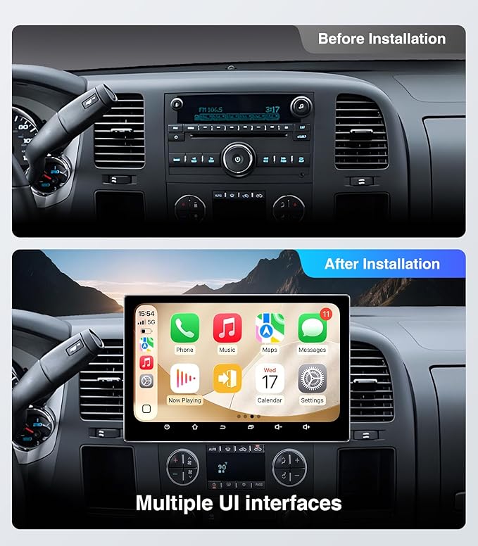 Touchscreen Car Stereo Radio Upgrade for Chevy Silverado 2007-2013 GMC Sierra Yukon Buick Enclave Replacement Head Unit Installation Kit Built in CarPlay Android Auto (11.5" 4G+64G)