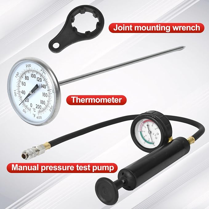 Radiator Pressure Leakage Tester Tool Kit，18pcs Cooling System Pressure Tester kit Automotive Radiator Pressure Tester for Motorcycle Car Truck, Red 1