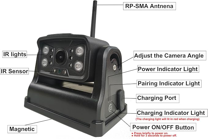ZEROXCLUB Wireless Magnetic Rear Camera, Built in 9600mAh Rechargeable Battery, Suitable for ZEROXCLUB Systems Labeled HD-D - BHS (HD-D)