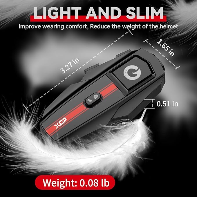 XGP Motorcycle Helmet Bluetooth Headset Intercom Communication Systems, 2 Riders Music Sharing/IP67 Waterproof/Audio Muiltitasking, Fit for ATV/Snowmobile, 2 Pack
