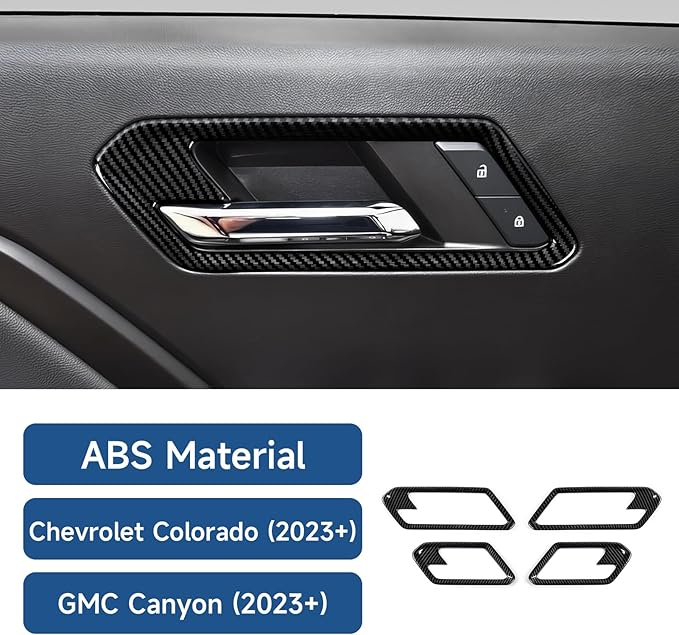 4PCS Car Inner Door Handle Sticker ABS Carbon Fiber Decal Interior Trim Cover for Chevrolet Colorado/GMC Canyon 2023 2024 2025 Accessories
