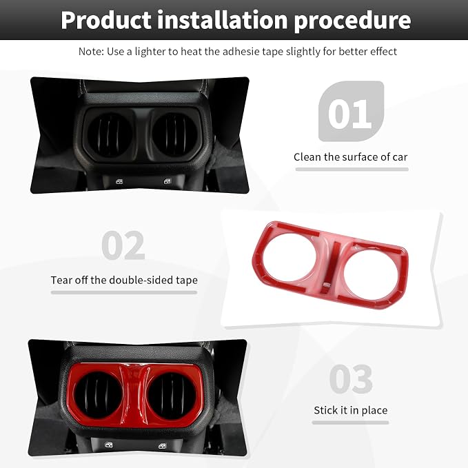 CheroCar Red 20PCS Interior Trim Kit for Jeep Wrangler JL JLU & JT Gladiator 2018-2023,Dashboard,Steering Button Frame,AC Switch,Roof Speaker,Reading Light,Headlight Switch,Rear Air Vent Trim