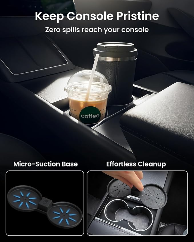 REEVAA 4-in-1 Center Console Organizer Set for Tesla Model Y Juniper & Model 3 Highland 2024/2025/2026, [Maximize Space, Zero Interference], Storage Trays with Odorless Pure Silicone Liners, Grey