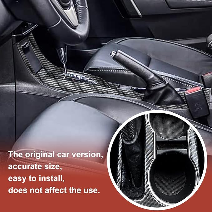 Carbon Fiber Center Console Gear Shift Panel Cover Cup Holder Panel Cover Compatible with Toyota Corolla Sedan 2014–2019