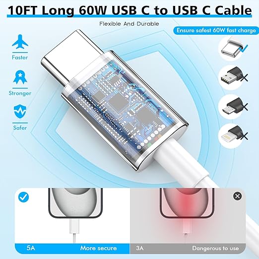 iPhone 17 16 15 Charger Fast Charging, 2Pack 20W Apple Type C Wall Charger Travel Block with 6FT Long USB C to USB C Fast Charging Cable Cord for iPhone 17/17Pro/Pro Max/17 Air/16 15 Pro/Pro Max, iPad