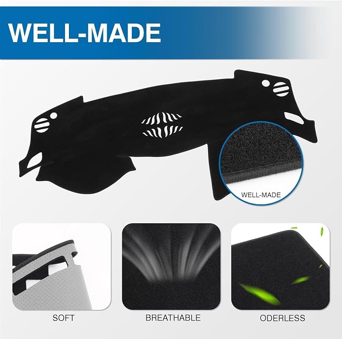 KUST Black Dash Cover for Nissan Altima L33 2013-2018 Non-Slip Dashboard Cover Polyester Center Console Dash Cover Interior Accessories for Altima Custom Fit Dash Mat Sunshade No Glare