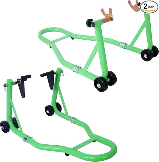 Donext Motorcycle Stand 1000LB Sport Bike Front and Rear Wheel Lift Swingarm Paddock Stands Green, U