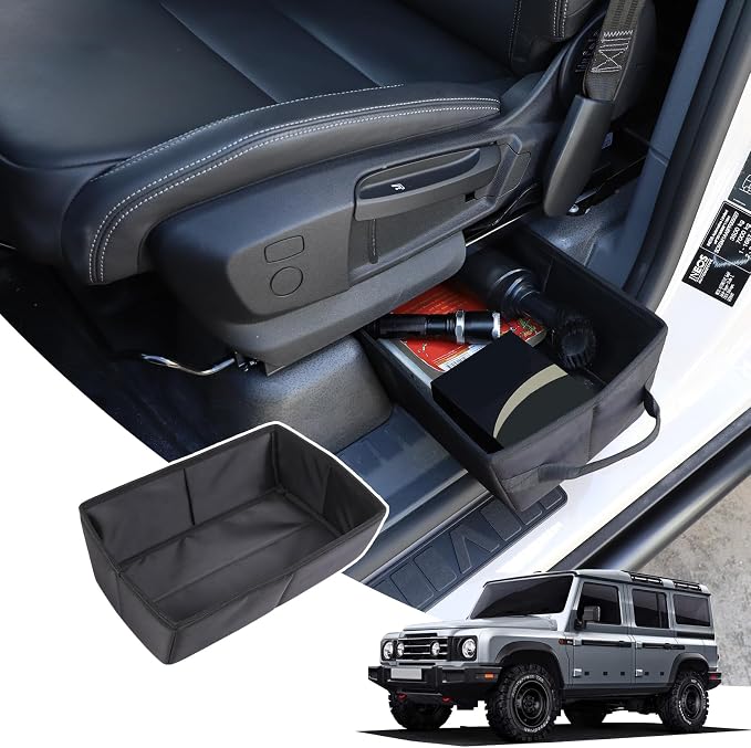Compatible with Ineos Grenadier 2020-2024 Under Seat Storage Tray, Customized Oxford Cloth Driver Passenger Underseat Hidden Organizer Tool Box Organizer with Anti-slip and Handle (1PCS)