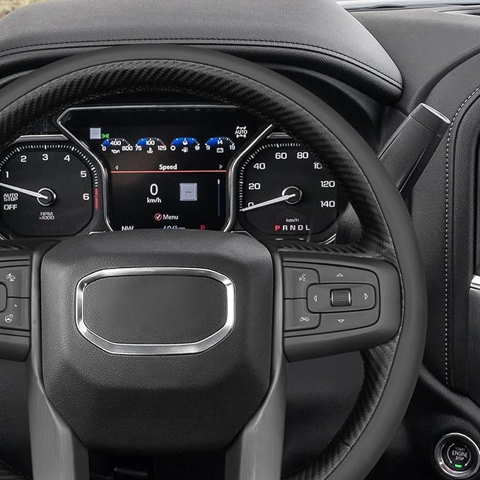 MEWANT DIY Stitching Car Steering Wheel Wrap Cover for GMC Sierra 1500 2019-2023 / Sierra 1500 Limited 2022 / Sierra 2500 2020-2024 / Sierra 3500 2020-2024 / Yukon (XL) 2021-2023 Accessories(3D Style)