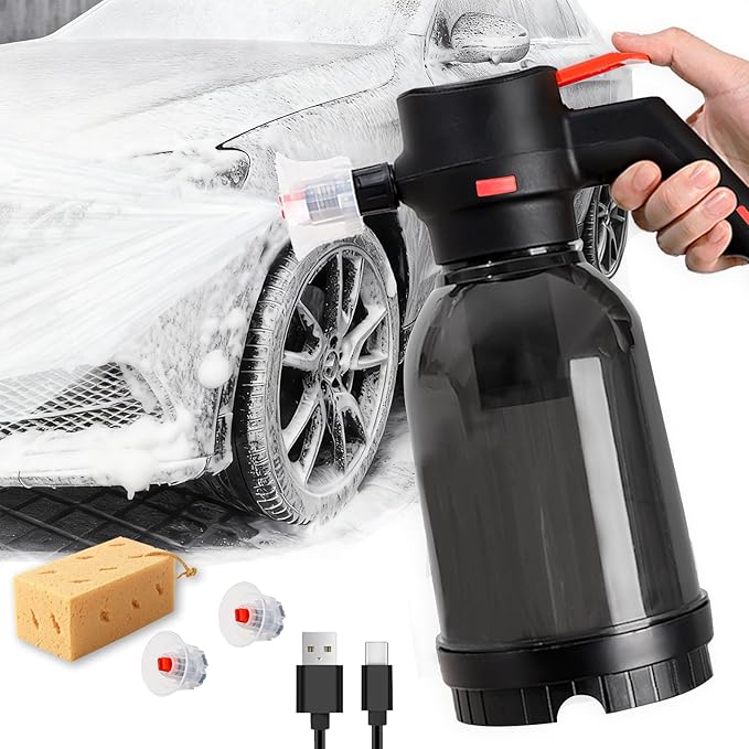 Electric Foam Sprayer for Car Wash, 130 PSI Battery Powered Cordless Foam Cannon, 2-Liter Portable Foam Pump Sprayer 2026 New Upgrade