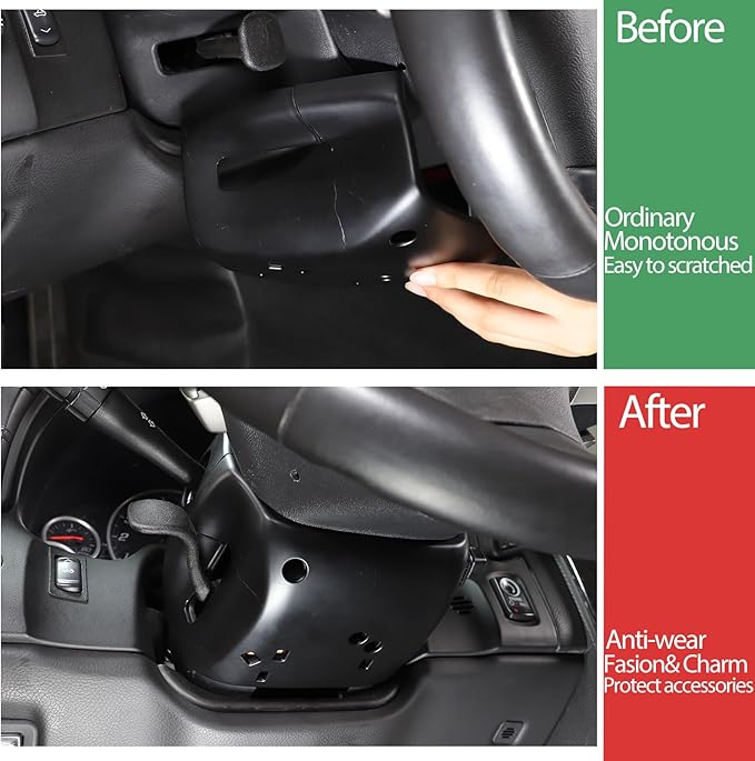 Steering Column Cover Trim Kit Compatible with Chevy Corvette C6 2005-2013, Carbon Fiber Pattern Steering Wheel Base Trim Cover Accessories (Matte Black)