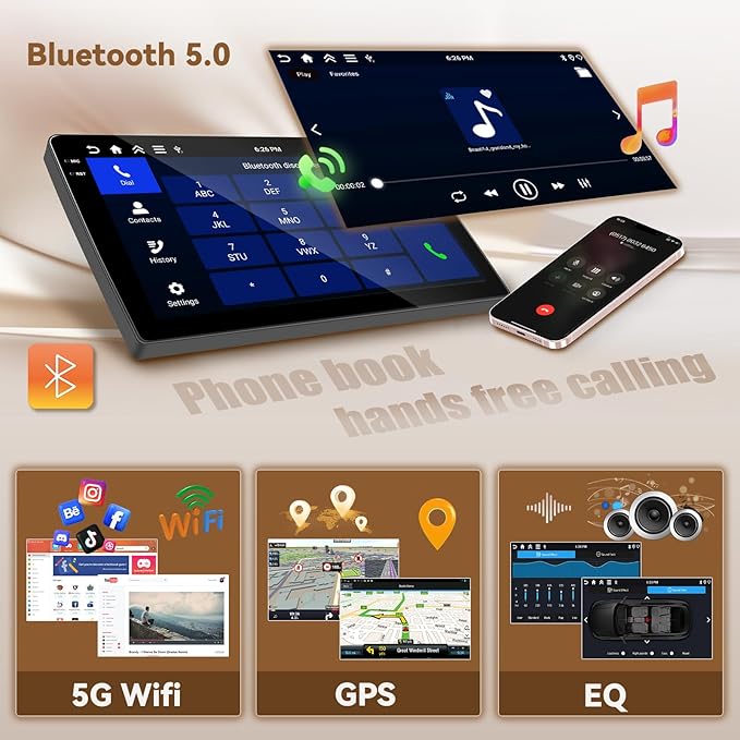 [4+64G] for Jeep Compass Patriot 2010-2016 Android 15 Car Stereo, Hikity 10'' in-Cell Touchscreen Compass Radio Wireless Carplay Android Auto 5G WiFi Bluetooth Mirror Link GPS SWC FM/RDS/EQ Backup Cam