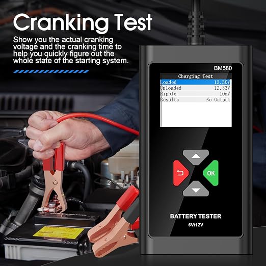 BM560 6V 12V Car Battery Tester, 100-2000 CCA Voltage Tester 2Ah-220Ah Digital Auto Battery Analyzer Internal Resistance Tester Automotive Alternator for Cars/Trucks/Motorcycles/Boats