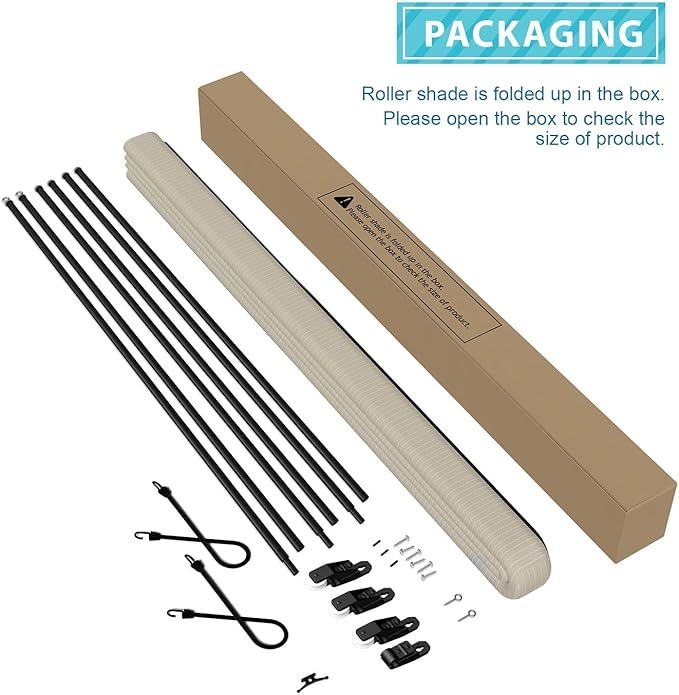 Coarbor Outdoor Roll up Shades Blinds for Porch Patio Exterior Roller Shade Privacy Screen for Deck Pergola Gazebo Beige 8'W x 11.5'H