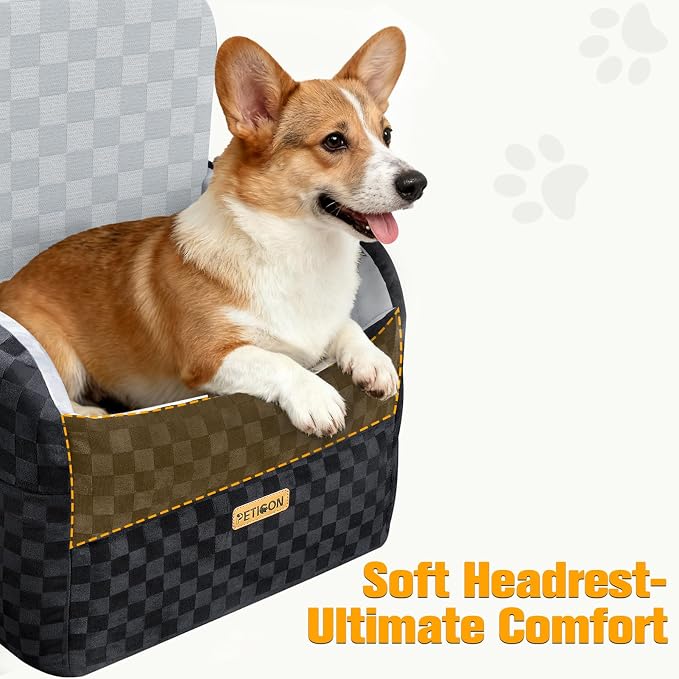 PETICON Back Seat Extender for Dogs, Hard Bottom Dog Car Seat Cover+Waterproof 6in Memory Foam Dog Car Seat for Small Medium Dogs