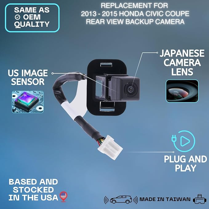 Backup Camera Replaces for 2013 2014 2015 Honda Civic Coupe OE Part # 39530TS8A51, 39530-TS8-A51