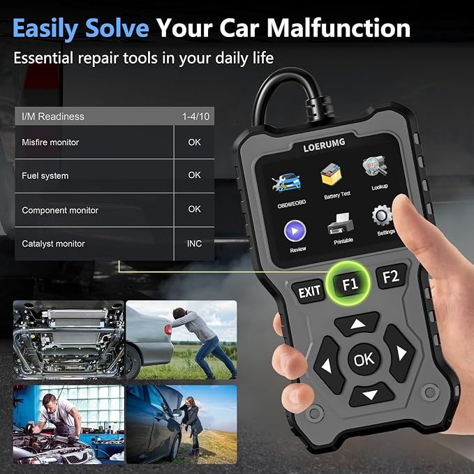 OBD2 Scanner Diagnostic Tool, Enhanced Check Engine Code Reader, Car OBDII Scanner with Fault Code Reset & I/M Readiness Auto Engine Light Diagnostic Scan Tool for Vehicles After 1996 Grey
