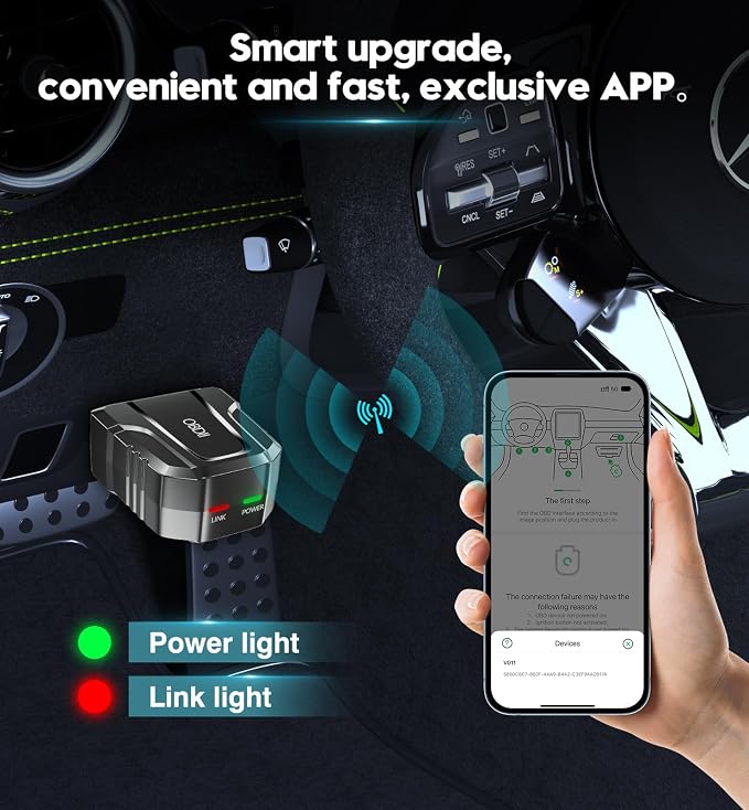 OBD2 Scanner Reader Bluetooth Wireless Auto Diagnostic Scan Tool for iOS & Android for Performance Test Bluetooth 5.4 Car Check Engine Car Code Reader, Clear Error Code Live Data Reset Exclusive APP