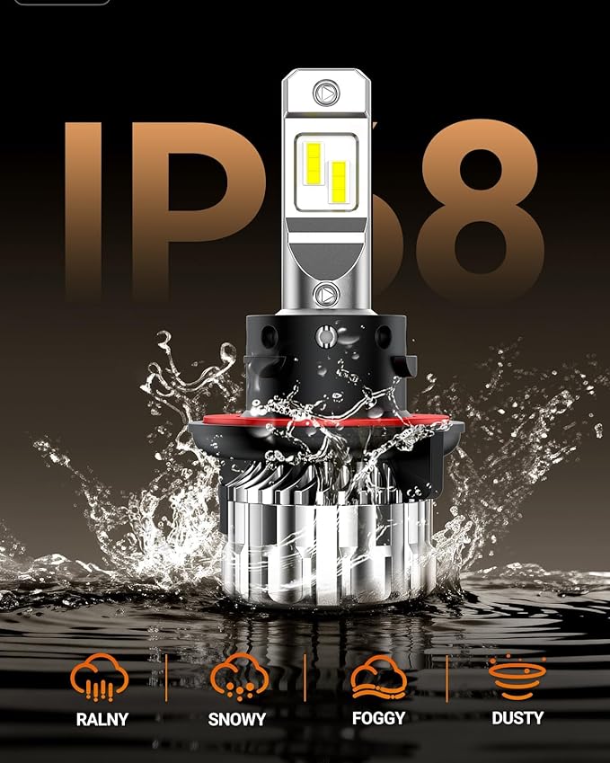 SEALIGHT H13 Bulbs, 46000LM 800% Brighter 6500K Cool White H13 Bulbs with Fan, 60000H Lifespan, 1:1 Mini Size Fog Light, Pack of 2
