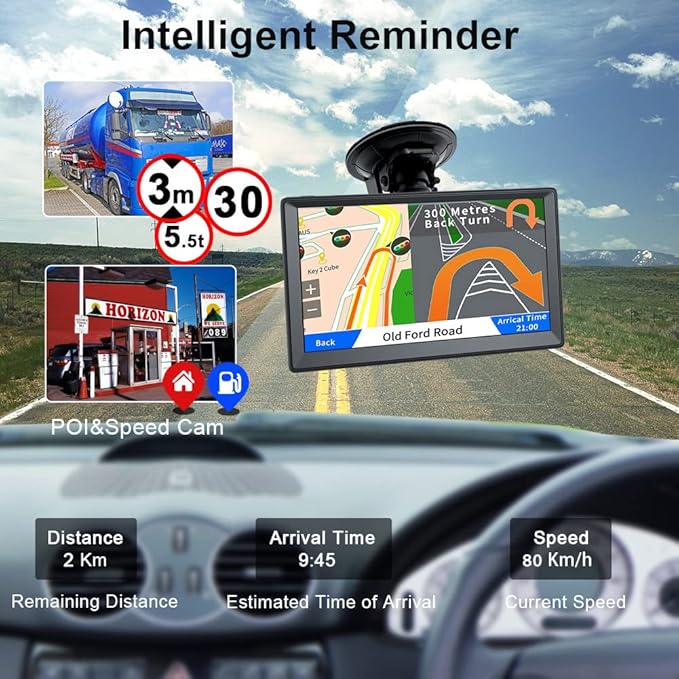 GPS Navigator for Car, 7" GPS Navigation System for Truck Commercial Drivers 2026 with US/CA/MX Offline Map, Lifetime Free Update, GPS for 7 Vehicles with Voice Drive Guidance, POI/Zip Search, FM