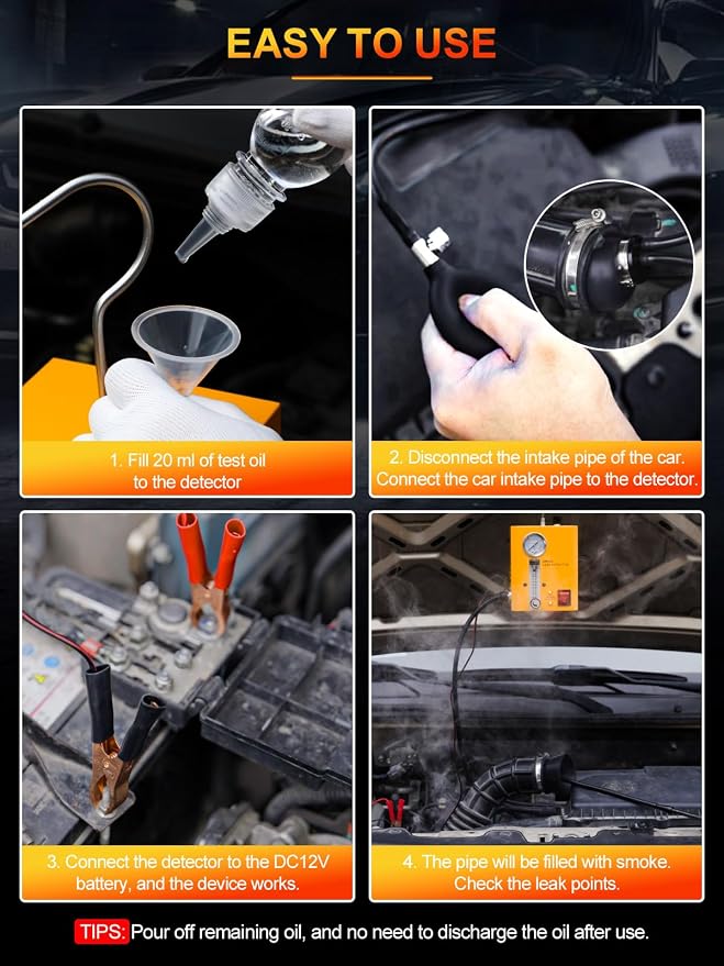 Smoke Machine Automotive Leak Detector with Built-in Air Pump, Pressure Gauge, Flow Meter, Vehicle Diagnostic Tool for Leaks Test in Vacuum,Fuel,EVAP & Other Cars System(Oil Not Included)