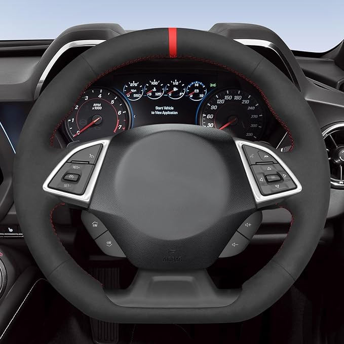MEWANT for Camaro Steering Wheel Cover 2016-2024 Hand-Stitched for Chevy Camaro Car Steering Wheel Wrap