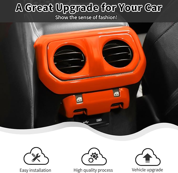 6PCS Interior Trim Kit Fit for 2018-2024 Jeep Wrangler JL JLU & Jeep Gladiator JT,Center Console Rear Outlet Window Switch 4W Drive Gear Shift Cup Holder Trim Cover(Orange)