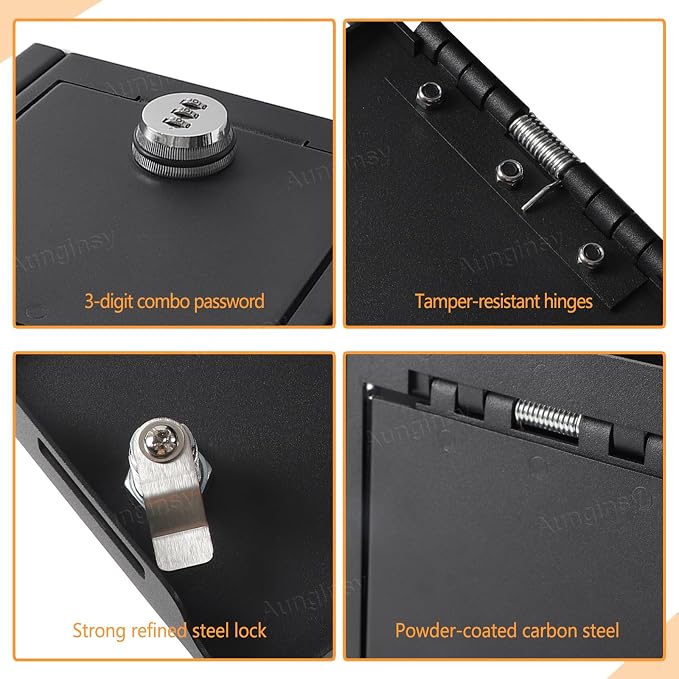 Car Center Console Lock Safe Box Armrest Storage Compatible with Toyota Tacoma 2016-2023 Center Console Lock Box Armrest Security Organizer Tray Vault with 3 Digit Combo Password Insert Accessories