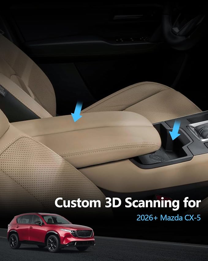 SKTU 2-Pack for 2026 Mazda CX-5 Center Console Organizer for 2026+ Mazda CX-5 Console Tray & Wireless Charging Mat Mazda CX5 2026 Accessories ABS Insert Armrest Storage Box with Coin Holder