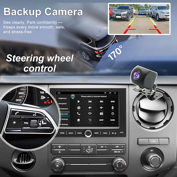 5G WiFi Car Radio for Ford F150 F-150 2004-2008, F250/F350 2006-2016, Edge 2007-2010, E150/E250/E350 2009-2014, 7'' Touch Screen Stereo Headunit with Wireless Carplay Android Auto GPS BT FM SWC Camera